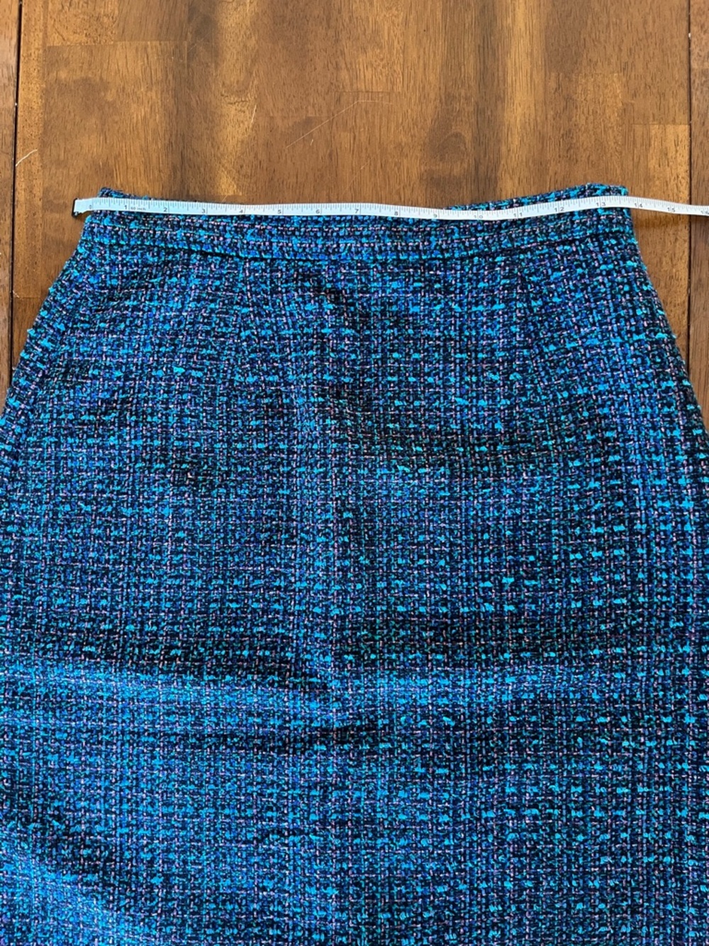 Appleseed's Navy and Teal Tweed Pencil Skirt - Picture 3 of 5